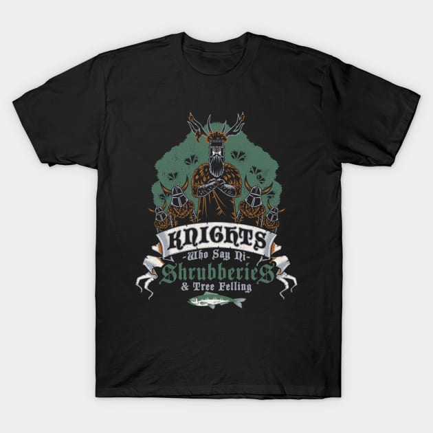 Knights Who Say Ni Shrubberies - Vintage Classic British Comedy T-Shirt by Nemons